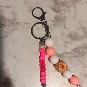 Pink And White Keychain